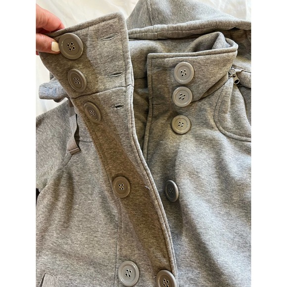 Vintage Young USA Button Up Gray Sweatshirt Coat Detachable Hood size Large - Picture 9 of 15